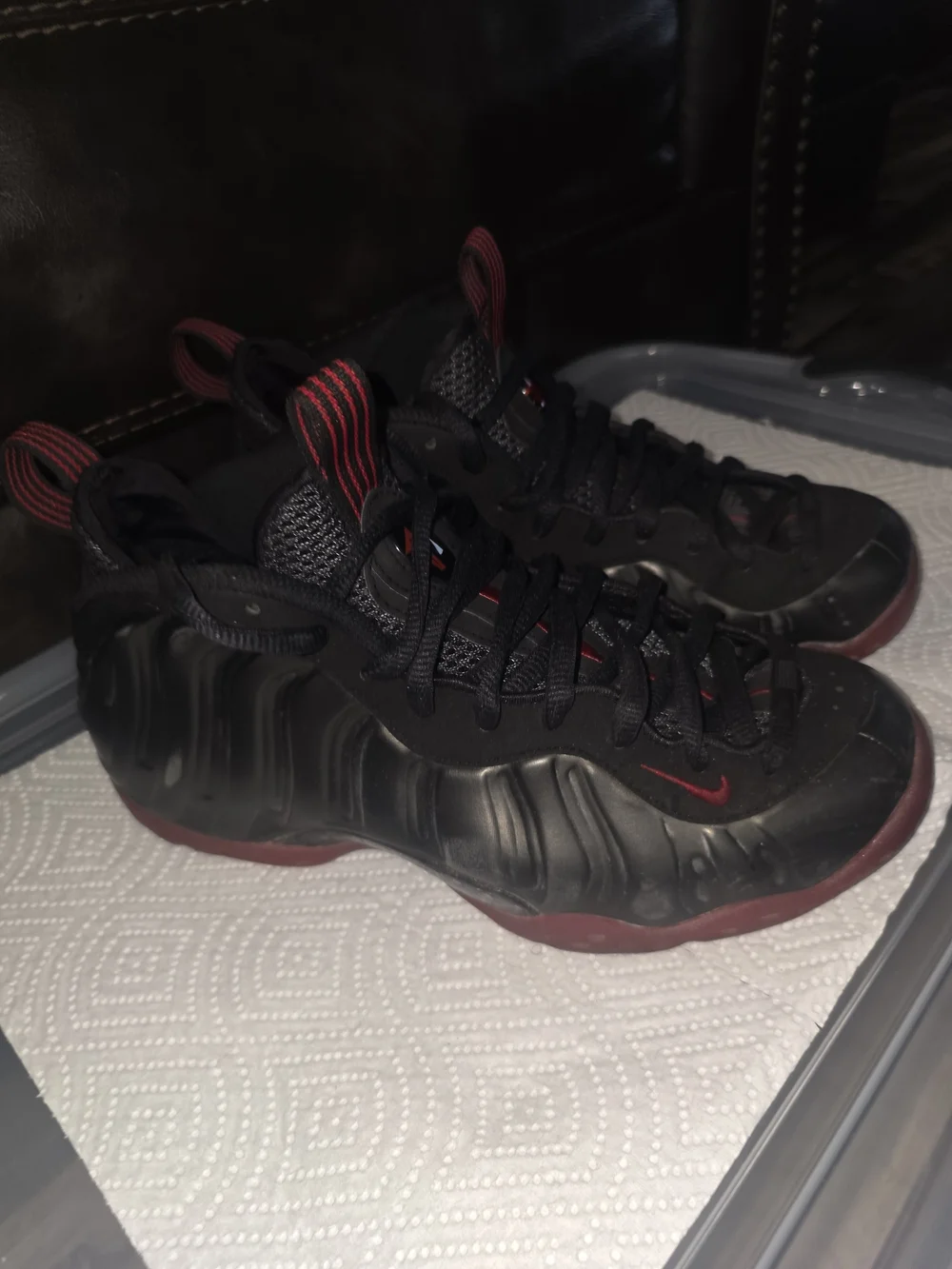 Nike Foamposite Men’s Black and Maroon Sneaker Shoes